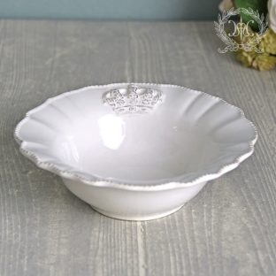 【ハルモニア】ホワイトクラウンボウル　1346【お皿 食器 アンティーク 王レート 陶器 クリスマス】