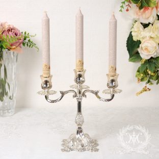 【ハルモニア 】シルバーキャンドルホルダー3灯 4893【スタイリッシュ ロウソク立て アンティーク クラシック ハルモニア クリスマス】