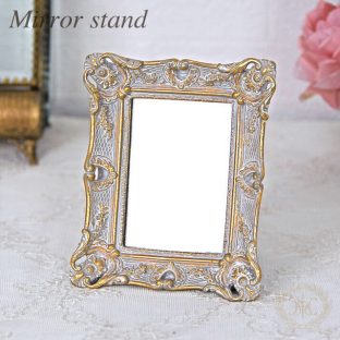【ミラースタンド】バロック ミニミラースタンド（R）【鏡 アンティーク コンパクト エレガント 可愛い ハルモニア 敬老の日 クリスマス xmas】