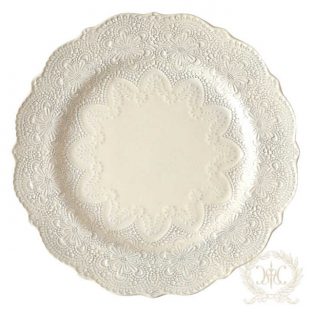 クリームレースプレート28cm（R）LC022【ハルモニア プレート 皿 食器 アンティーク 陶器 イタリア製 父の日 母の日 敬老の日 クリスマス】
