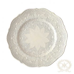 クリームレースプレート20cm（R）LC035【ハルモニア プレート 皿 食器 アンティーク 陶器 イタリア製 父の日 母の日 敬老の日 クリスマス】