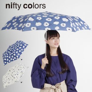 【nifty colors】【雨傘】折傘　fluffy flower ミニ 55cm 1458【ニフティカラーズ 傘 自動開閉 撥水 防水 クリスマス Xmas】