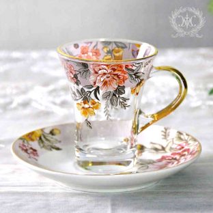 カメリアガラスカップ＆ソーサー (R) 800007【ハルモニア ティーカップ カップ ソーサー アンティーク 母の日 父の日 敬老の日 クリスマス】