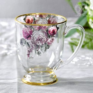 ローズブーケガラスマグカップ (R) 800009【ハルモニア ティーカップ カップ マグカップ アンティーク イタリア製 母の日 父の日 敬老の日 クリスマス】