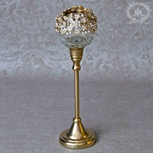 ゴールドメタル ジュエル グラススタンドホルダー M 10304【ハルモニア キャンドルスタンド オブジェ お洒落 おしゃれ クリスマス装飾 クリスマス飾り クリスマスデコレーション アンティーク バレンタイン ホワイトデー 母の日 父の日 敬老の日 クリスマス xmas】