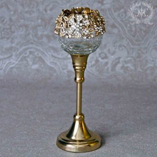 ゴールドメタル ジュエル グラススタンドホルダー S 10305【ハルモニア キャンドルスタンド オブジェ お洒落 おしゃれ クリスマス装飾 クリスマス飾り クリスマスデコレーション アンティーク バレンタイン ホワイトデー 母の日 父の日 敬老の日 クリスマス xmas】