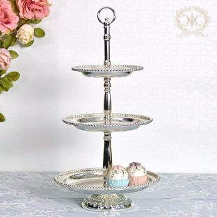【ハルモニア】シルバー3段ディスプレイトレイ 10214【アフタヌーンティー ヌン活 ケーキスタンド 食器 アンティーク バレンタイン ホワイトデー 母の日 父の日 敬老の日 クリスマス xmas】