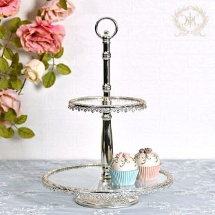 【ハルモニア】クラシカルガラス2段トレイ 10215【アフタヌーンティー ヌン活 ケーキスタンド 食器 アンティーク バレンタイン ホワイトデー 母の日 父の日 敬老の日 クリスマス xmas】