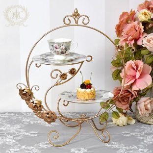 【ハルモニア】リリー2段プレートホルダー 8446【アフタヌーンティー ヌン活 ケーキスタンド 食器 アンティーク バレンタイン ホワイトデー 母の日 父の日 敬老の日 クリスマス xmas】