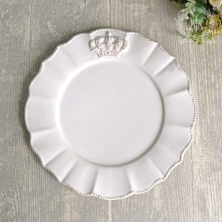 【ハルモニア】ホワイトクラウンラウンドプレート19cm（R) 1345【お皿 食器 アンティーク 王レート 陶器 アフタヌーンティー ヌン活 クリスマス】