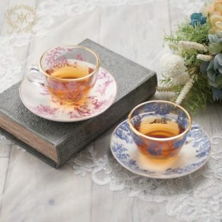 【ハルモニア】トワルドジュイ ガラスカップ＆ソーサー (R) 800037 800040【ティーカップ アンティーク セット 花柄 硝子 アフタヌーンティー ヌン活 バレンタイン ホワイトデー 母の日 父の日 敬老の日 クリスマス xmas】