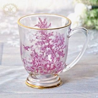 【ハルモニア】トワルドジュイ ボルドー ガラスマグカップ(R) 800041【ティーカップ アンティーク 花柄 硝子 アフタヌーンティー ヌン活 バレンタイン ホワイトデー 母の日 父の日 敬老の日 クリスマス xmas】