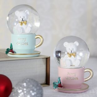 ミニスノードームティーカップベアー 11213【ハルモニア スノードーム お洒落 おしゃれ クリスマス装飾 クリスマス飾り クリスマスデコレーション アンティーク バレンタイン ホワイトデー 母の日 父の日 敬老の日 クリスマス xmas】