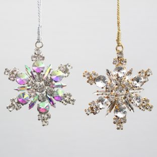 ジュエルミニスノーフレイクオーナメント 11359 シルバー ゴールド【ハルモニア お洒落 おしゃれ クリスマス装飾 クリスマス飾り クリスマスデコレーション アンティーク バレンタイン ホワイトデー 母の日 父の日 敬老の日 クリスマス xmas】