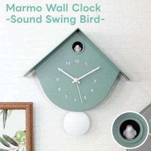 Marmo Wall Clock -Sound Swing Bird- I04-6177 GR【グローバルアロー global arrow 掛け時計 壁掛け 鳩時計 振り子時計 アナログ時計 スイープ秒針 北欧 ナチュラル シンプル 小鳥 鳥 コトリ ことり bird 母の日 父の日 敬老の日 クリスマス xmas】
