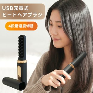 carenia USB充電式 ヒートヘアブラシ スリム 31035【トレードワン ヘアアイロン ブラシ型 コードレス 充電式 ストレート 全長約190mm ヒートブラシ スリム アイロン ストレートアイロン 髪 ヘア スタイリング 身だしなみ 美容 家電】
